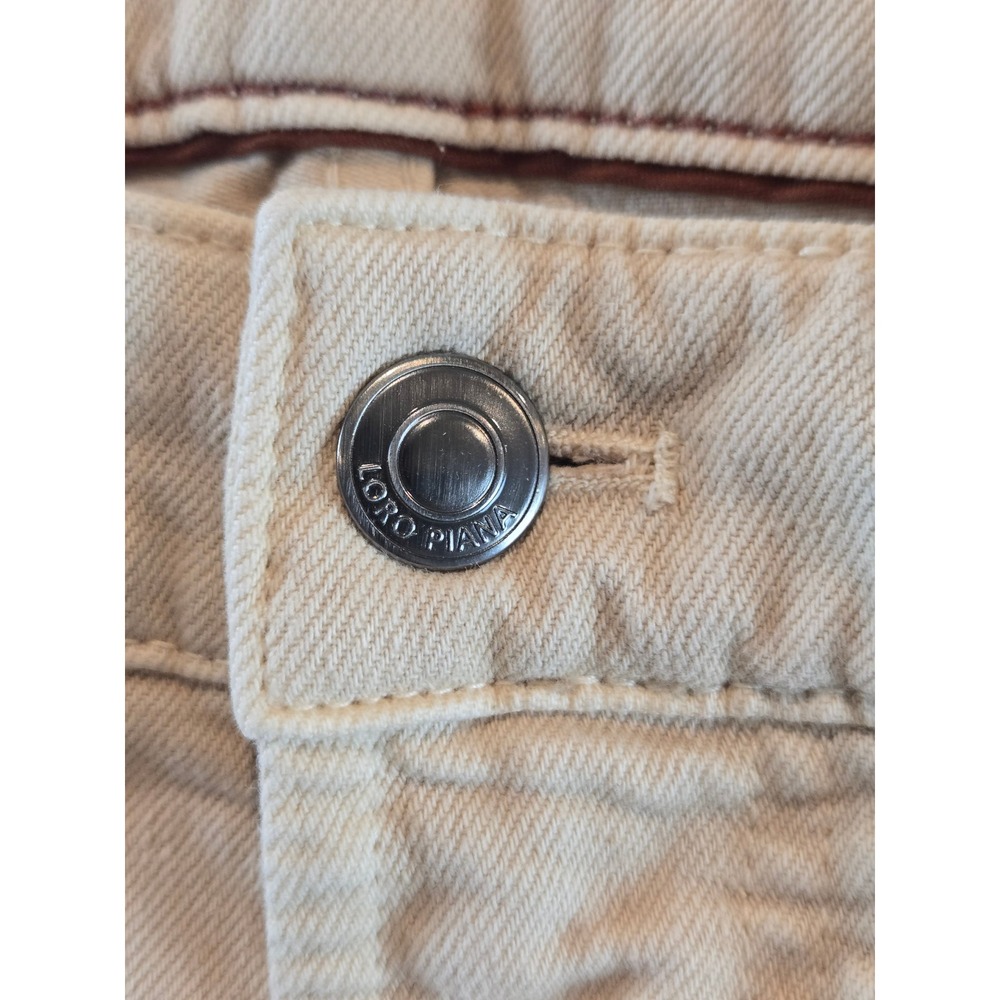 Loro Piana Quarona Pants Mens 36 Beige Italian Cotton Stretch 5 Pocket Trousers - Picture 8 of 15